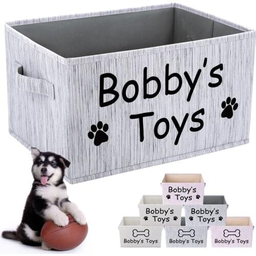 Custom Dog Toy and Accessory Storage Bin Collapsible Pet Toy Basket Chest Organizer Box For Organizing Pet Toys Clothes Apparel