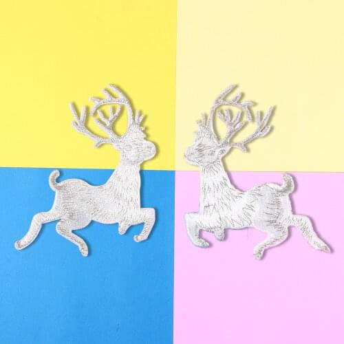 Cartoon lovely White Deer Embroidered Iron On Patch For Clothes DIY Sew On Patch Kids Clothes Appliques Clothing Accessories