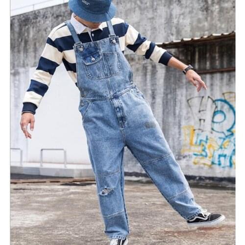 Men Baggy Jeans Suspender Pants Fashion Multi-pockets Loose Denim Trousers Jumpsuit Bib Pants Pocket Overalls