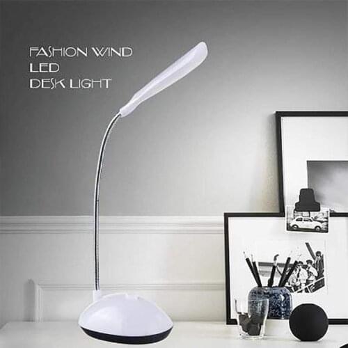 Battery Powered Mini LED Desk Lamp 360 Degree Rotation Reading Table Night Light