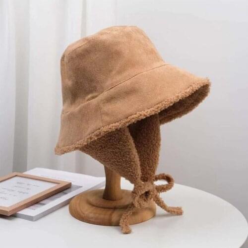 New Winter Outdoor Wool Knitted Hat For Women Bucket Hat Panama Bonnet Korean Ear Protection Cap Female Beanie