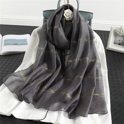 New 2020 Brand Silk Wool Scarf For Women Winter Stripe Scarves Two-tone Shawls Hijab Wraps Pashmina Bandana Foulard Wholesale