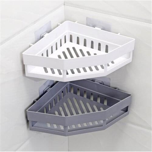 Traceless Plastic Bathroom Kitchen Storage Rack Organizer Shower Shelf