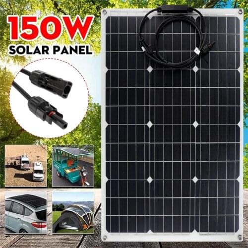 300W/150W Solar Panel 18V Semi-flexible Monocrystalline Solar Cell Solar Board DIY Cable Battery Power System for Outdoor Car RV