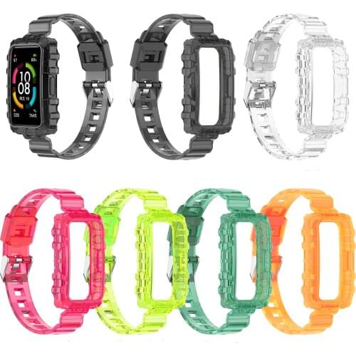 TPU Transparent Smartband Wrist Watchband Frame Crystal Case For Huawei Honor Band 6 Strap Smart Wristband Bracelet Bumper Cover