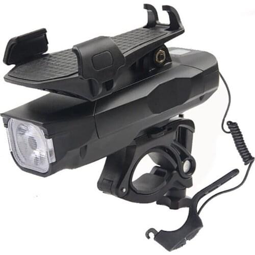 Adjustable Bike Phone Mount Bike Light Set Rechargeable with Horn Built in 4000MA Cell Phone Power Bank