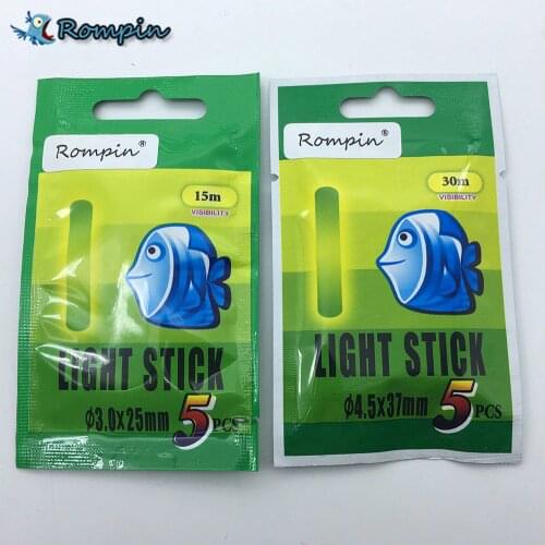 Rompin 25pcs/5bag Fishing Float Light stick Fishing Rod Tip Bait Alarm Night Fish Bobber Glow Stick visible 3.0x25mm 4.5*37mm