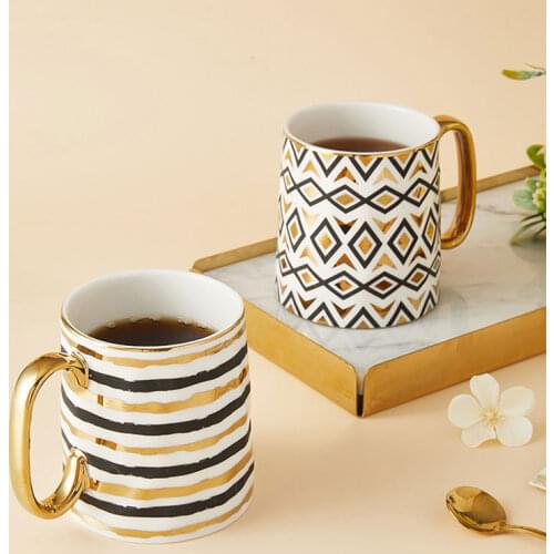 Luxury Gold Porcelain Coffee Cups Nordic Personalized Tea Milk Water Mugs Kitchen Drinkware Stylish Cup Gift for Couple Families