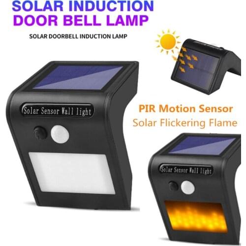LED PIR Motion Sensor Solar Wall Light Doorbell Flickering Flame Outdoor Solar Light Garden Pathway Yard Fence Lamp Wall Lights