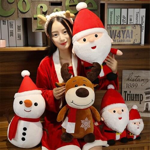 Creative Cartoon Santa Claus Doll Stuffed Plush Christmas Elk Doll Baby Christmas Snowman Pillow Toy Ornaments Christmas Gifts