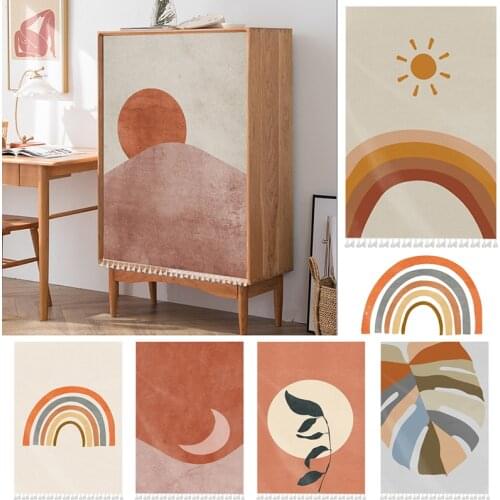 Ins Cabinet Curtain Dustproof Cupboard Short Curtains Nordic Half-curtain for Window Cabinet Decorative Drapes with Tassel