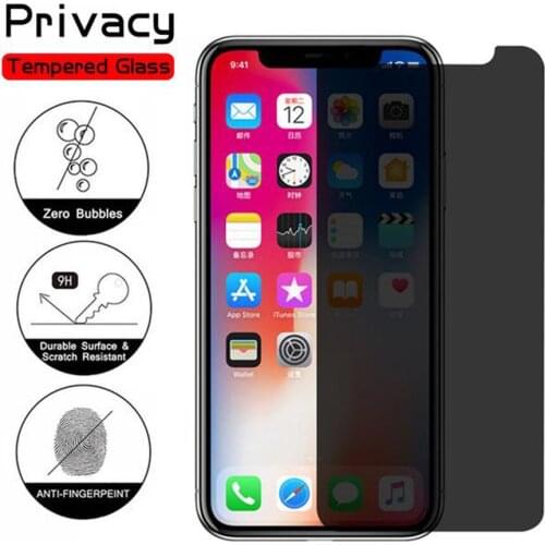 Half Screen Anti-Spy Tempered Glass Privacy Protector for IPhone 6 6S 7 8 Plus X XR XS 11 12 Pro Max Shockproof Protective Film