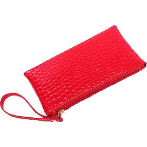 Female Casual Mini Long Bag PU Leather Crocodile Pattern Crossbody Shoulder Bag Coin Purse Clutch Purse And Handbags