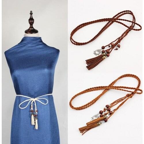 Candy Colors PU Leather Tassel Women Belts Thin Ceinture Waist Belt Rope Beautiful Waist Decorations Female Belt For Dress