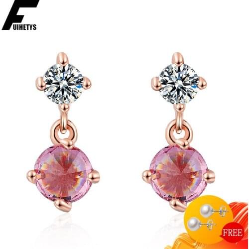 925 Silver Jewelry Drop Earrings with Zircon Gemstone Fashion Earring for Women Wedding Engagement Party Accessories Wholesale
