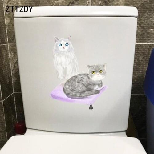 ZTTZDY 19.3*23.9CM Cat Lovers Wall Sticker Toilet Decal Home Modern Art Decoration T3-0275