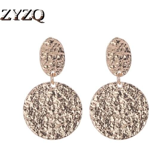 ZYZQ Fashion New Geometric Earrings For Women Personality Superb Accessories Rose Gold Color Available Hot Selling Earrings