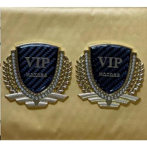 2x Gold Metal Auto Modified Grain Luxury VIP Car Trunk Side Seal Decal Sicker Badge Car Accessories