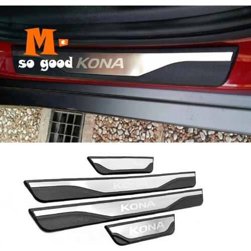 2018 2019 For Hyundai Kona Stainless Steel Door Sill Scuff Trim Plate Welcome Protectors Guard Car Styling accessories 4PCS