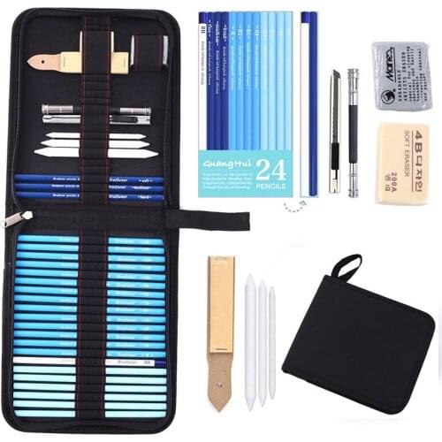 33pcs Professional Sketch Pencil Set Professional Sketching Drawing Kit Wood Pencil Pencil Bags For School Students Art Supplies