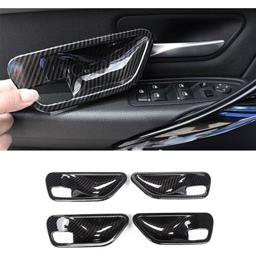 4PCS Carbon Fiber ABS Plasti Car Interior Door Handle Bowl Cover Trim for BMW 3/4 Series 3GT F30 F32 F35 318i 320li 2013-2019