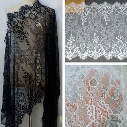 66cm wide black mesh eyelash lace wedding dress material DIY table flag home accessories