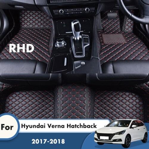 RHD Custom Car Floor Mats For Hyundai Verna Hatchback 2018 2017 Auto Interiors Accessories Decoration Pad Heel Foot Pedal Rugs