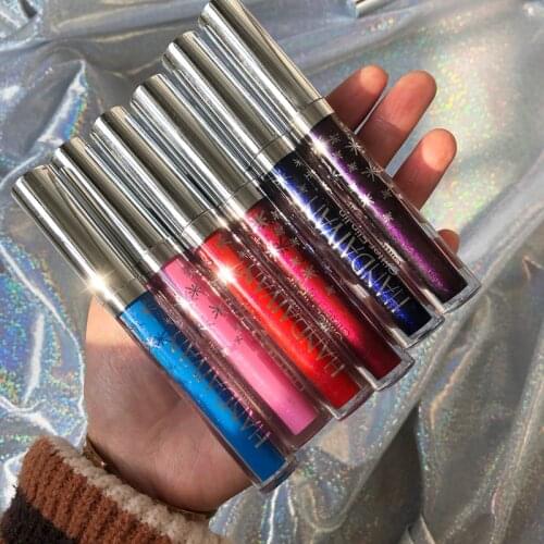 7 Color Glitter Lipstick Long Lasting Waterproof Shimmer Shiny Red Lip Gloss Make Up Metallic Blue Purple Pink Liquid Lipsticks