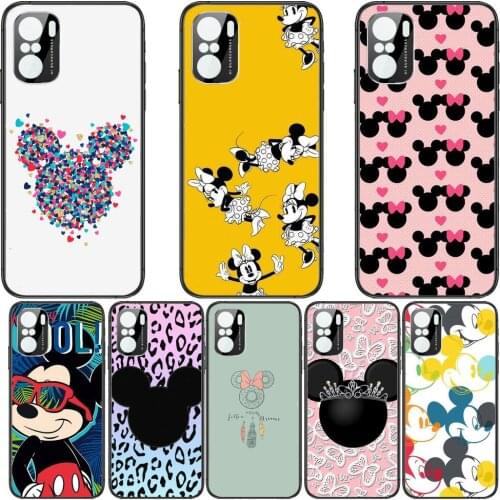 Disney Mouse Minnie and Mickey Shape Phone Case For xiaomi redmi POCO F1 F2 F3 X3 Pro M3 9C 10T Lite NFC Black Cover Silicone Ba