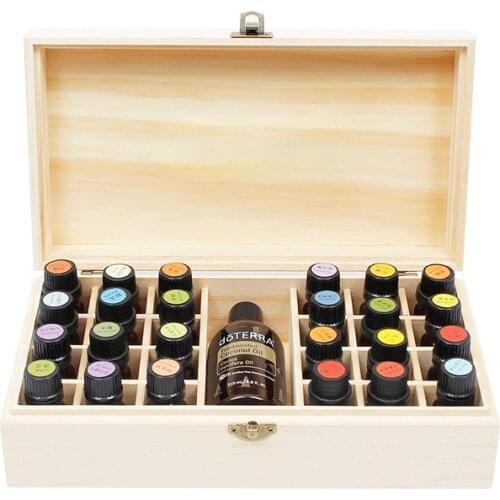 Essential Oil Storage Wooden Box 25 Compartment Storage Box 15ML 24+1 Compartment Essential Oil Display Box WF