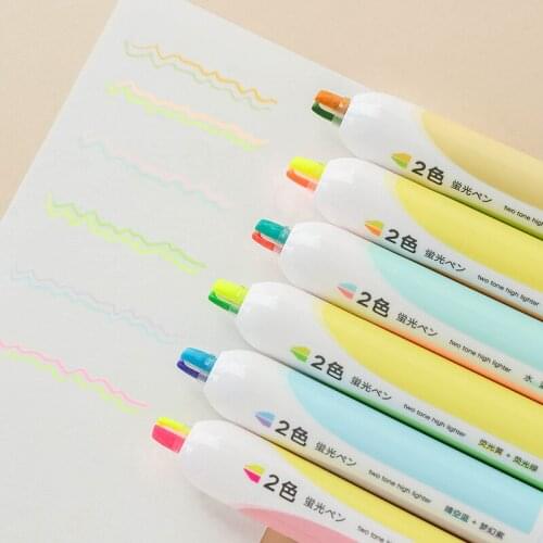 Functional 2 Line Color Highlighter Pen Marker pens for Drawing Highlighting Paint Office School Student Journal H6457