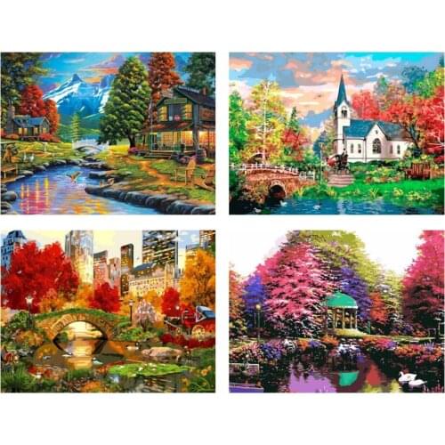 5D DIY Landscape Diamond Painting Rhinestone Picture Full Square Full Diamond Embroidery Gift Mosaic Cross Stitch Decoration Kit