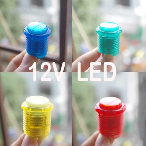 50PCs 12V 24mm Crystal glowing LED Arcade Push Buttons with Built-In Microswitch and LED/ Arcade button / Arcade Machines