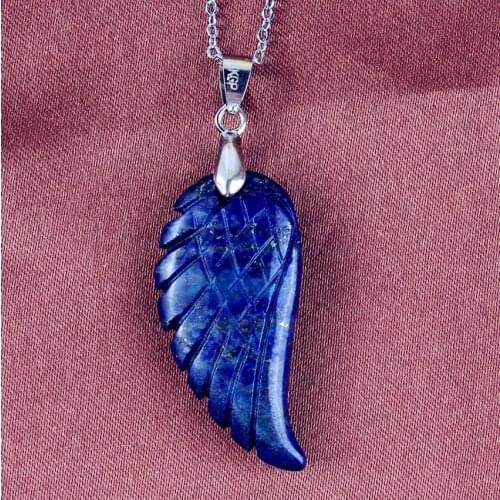100-Unique Elegant Style 1 Pcs Silver Plated Lapis Lazuli Wings of Angel Pendant For Anniversary Jewelry