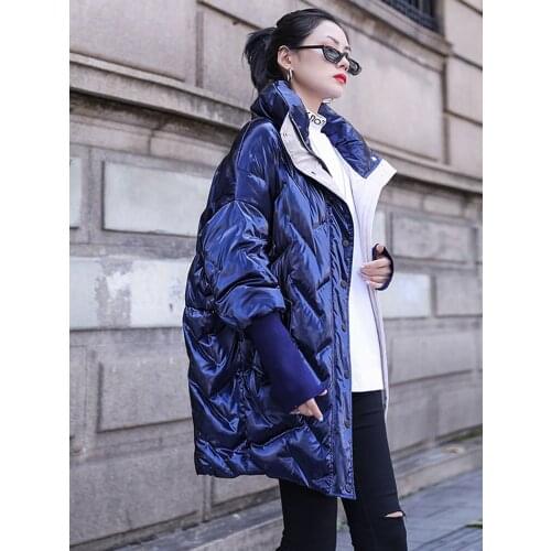 New Winter Cotton Coat Women Jacket 2021 Korean Loose Thick Warm Glossy Down Cotton Outwear Long Female Jacket Parka Female Coat