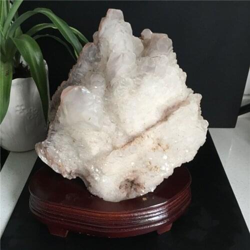 3kg Natural calcite quartz crystal mineral sample point healing + base