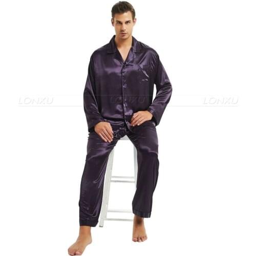 Mens Silk Satin Pajamas Set Pajama Pyjamas Set PJS Set Sleepwear Loungewear S,M,L,XL,2XL,3XL,4XL__Gifts