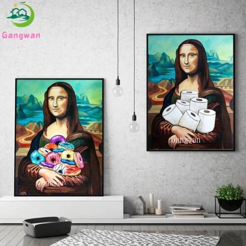 Funny Toilet Wall Art Mona Lisa Bathroom Full Square/Round Diamond Embroidery DIY 5D Diamond Painting Cross Stitch Mosaic Kits