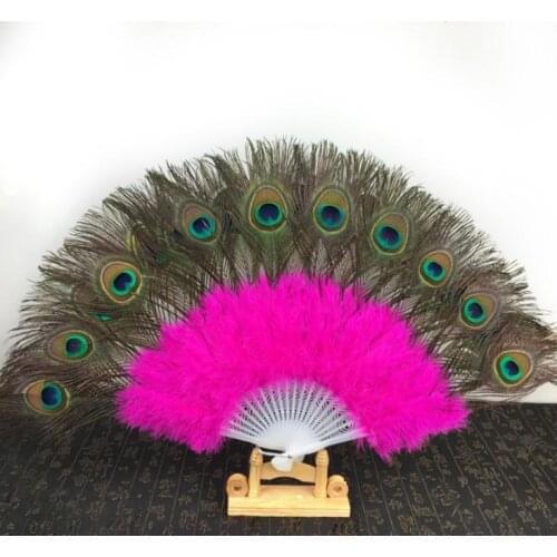 Peacock Feather Hand Fans Stage Performance Dancing Hand Fan Party Supply Decor Wedding Gift Favor SN637