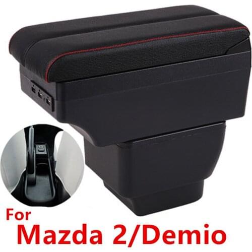 For Mazda 2/Demio/Mazda2 armrest box central Store content box interior Armrest Storage cup holder car-styling accessories