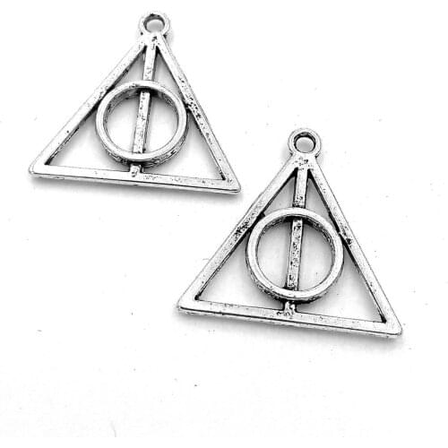 40pcs Deathly Hallows charms pendant 22x21mm antique silver ornament accessories jewelry making DIY base material