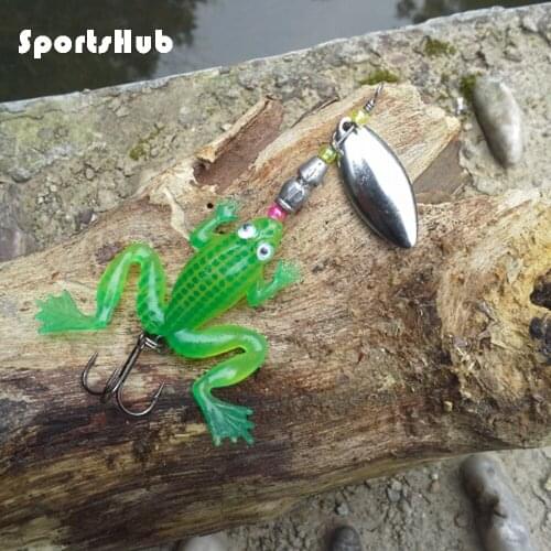 SPORTSHUB 2PCS/Lot 10CM 10G 3D Eyes Fishing Lures Soft Frog Lures Frog Baits With Paillette/Triangle Hooks NR0071