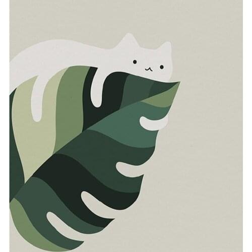 Simple Cat Painting DIY Full Round Diamond Painting Cross Stitch Embroidery Home Decor 5D Handcraft JX637