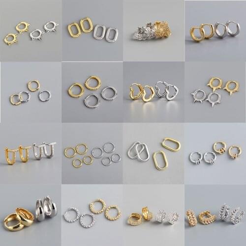 925 Sterling Silver French Punk Hip-Hop Geometric Small Hoop Earrings for Women Gold Silver Party Jewelry Accessories Pendientes