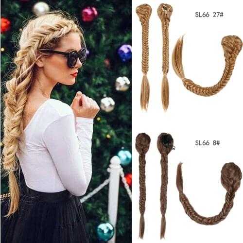 Fishbone Braid Ponytail Synthetic Ponytail Hairpiece With Hairpins High Temperature Fiber Ponytail Hair Extension