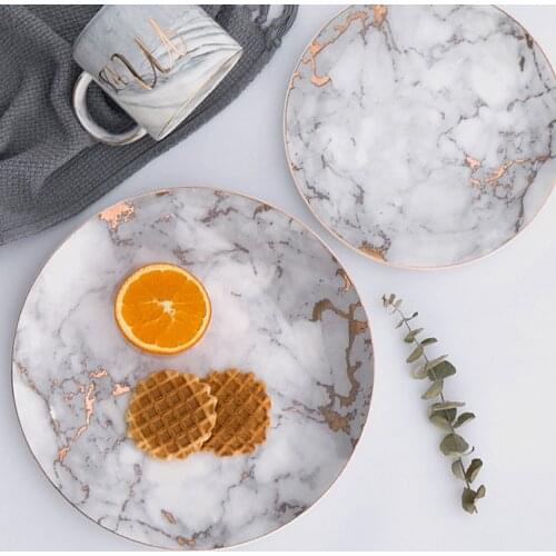 Scandinavian Marble Ceramic Storage Trays Nordic Jewelry Necklace Organizer Plate Home Table Dessert Snack Steak Dish