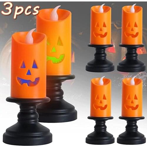Halloween Candle Light LED Colorful Candlestick Table Top Decoration LED Lamps Party Happy Halloween Decoration For Home 2021