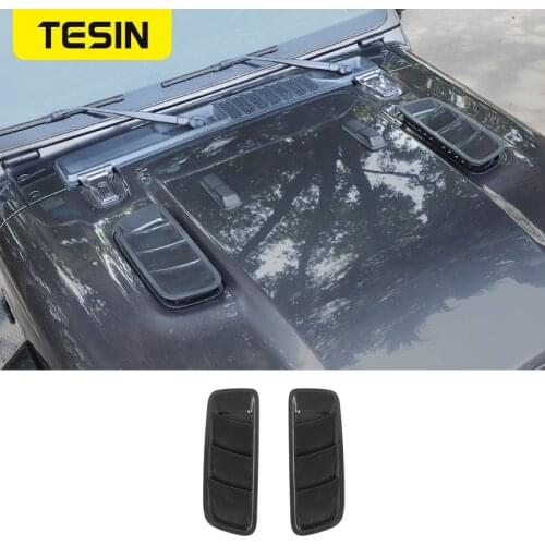 TESIN Hood Vent Pair Vents ABS Black Air intake Scoop Bonnet Louvers Spoiler Trim for Jeep wrangler JL Gladiator JT 2018