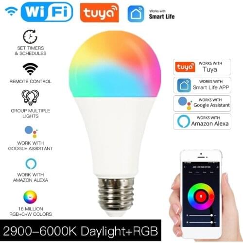 14W WiFi Smart Light Bulb E27 RGBCW LED Dimmable Lamp Smart Life/Tuya App Remote Control Work With Alexa Google Home 220-240V