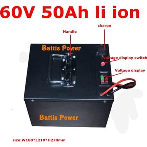 Waterproof li ion 60v 50ah lithium ion bateria BMS for 6000W Tricycle scooter motorcycle Industrial equipment +10A charger